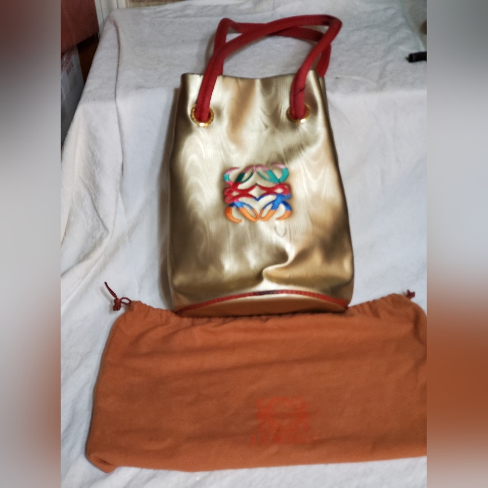 Loewe Coated Canvas Bucketbag. Embroidered Front. EUC.